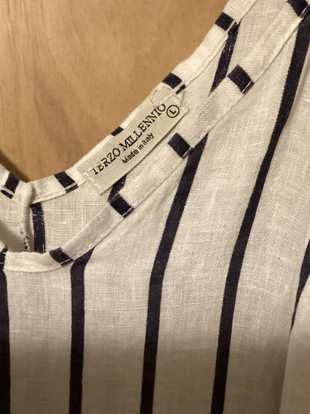 V-Neck Striped Maxi Dress in White and Black - Picture 2 of 3